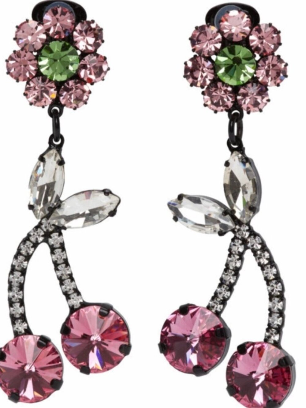 Pink Crystal Cherry Earrings